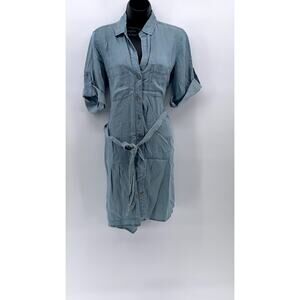 CLOTH & STONE Women's Blue Button-Up Knee Length Belted Dress SZ XS